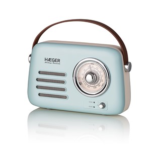 Rádio FM Vintage HAEGER Heritage Bluetooth – 12h Autonomia, AM/FM, USB, AUX, Bluetooh RB-BLU.002A